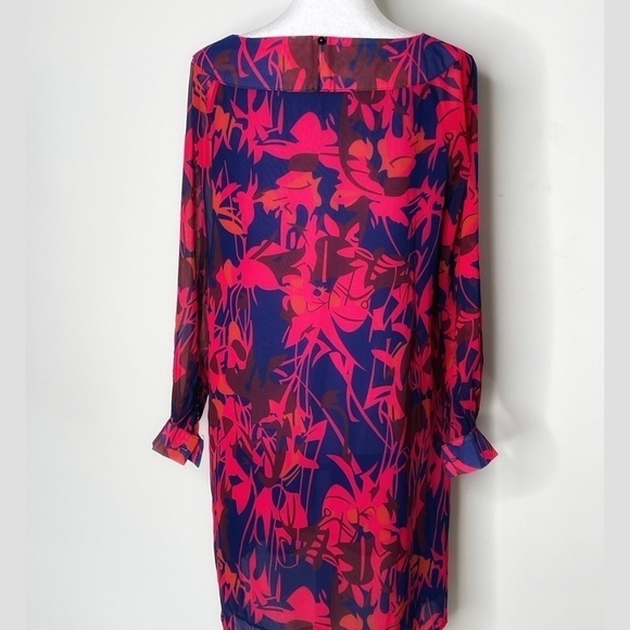 Baluoke Swing Trapeze Mini Dress Floral Long Sleeve Lightweight Lined Size Small - Picture 3 of 9